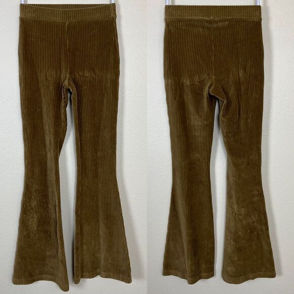 Aerie Women's Size XS Groove Corduroy Pull On Flare Pants Velour Leggings Retro - Picture 3 of 9
